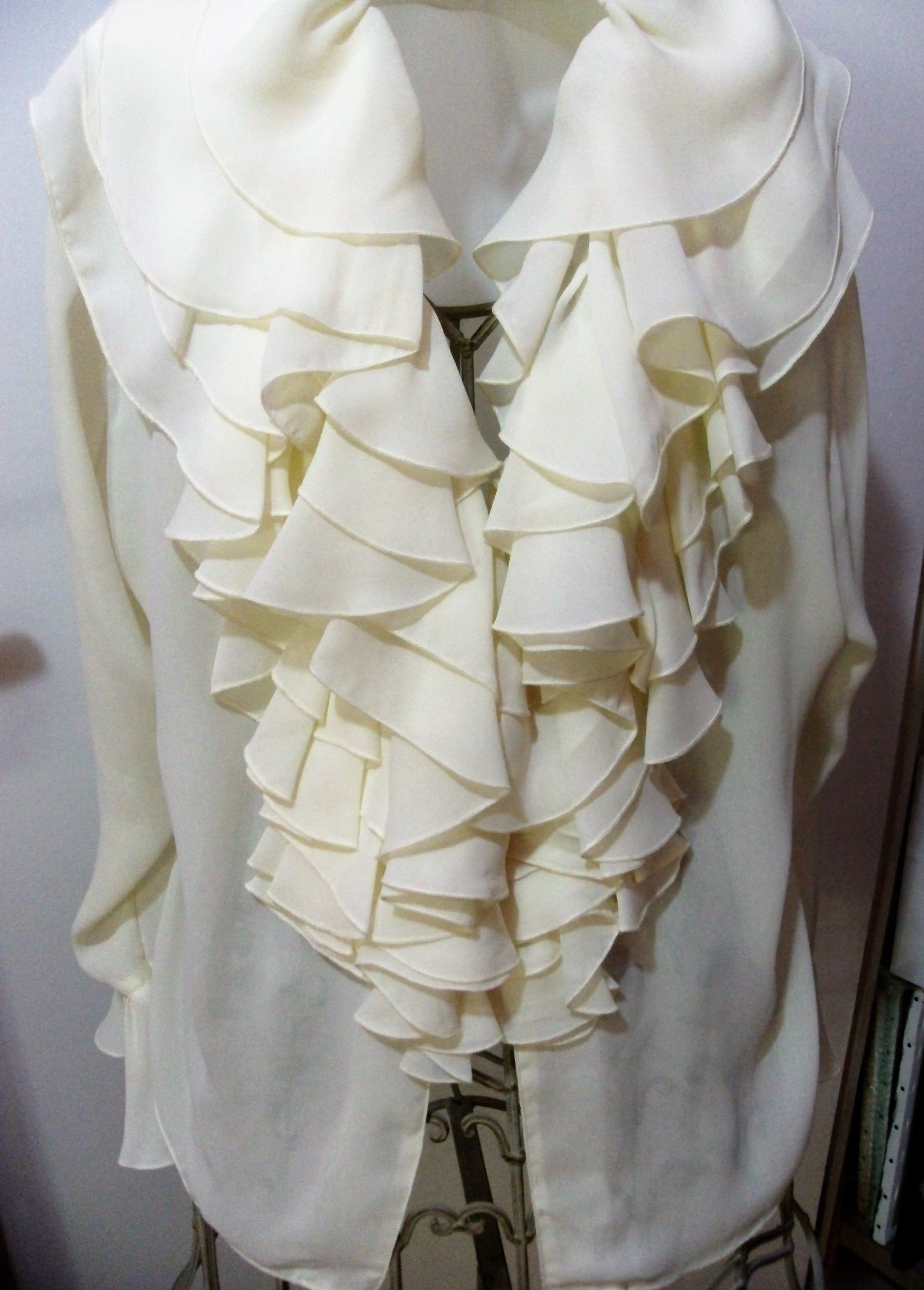 Ivory jabot blouse for women Etsy