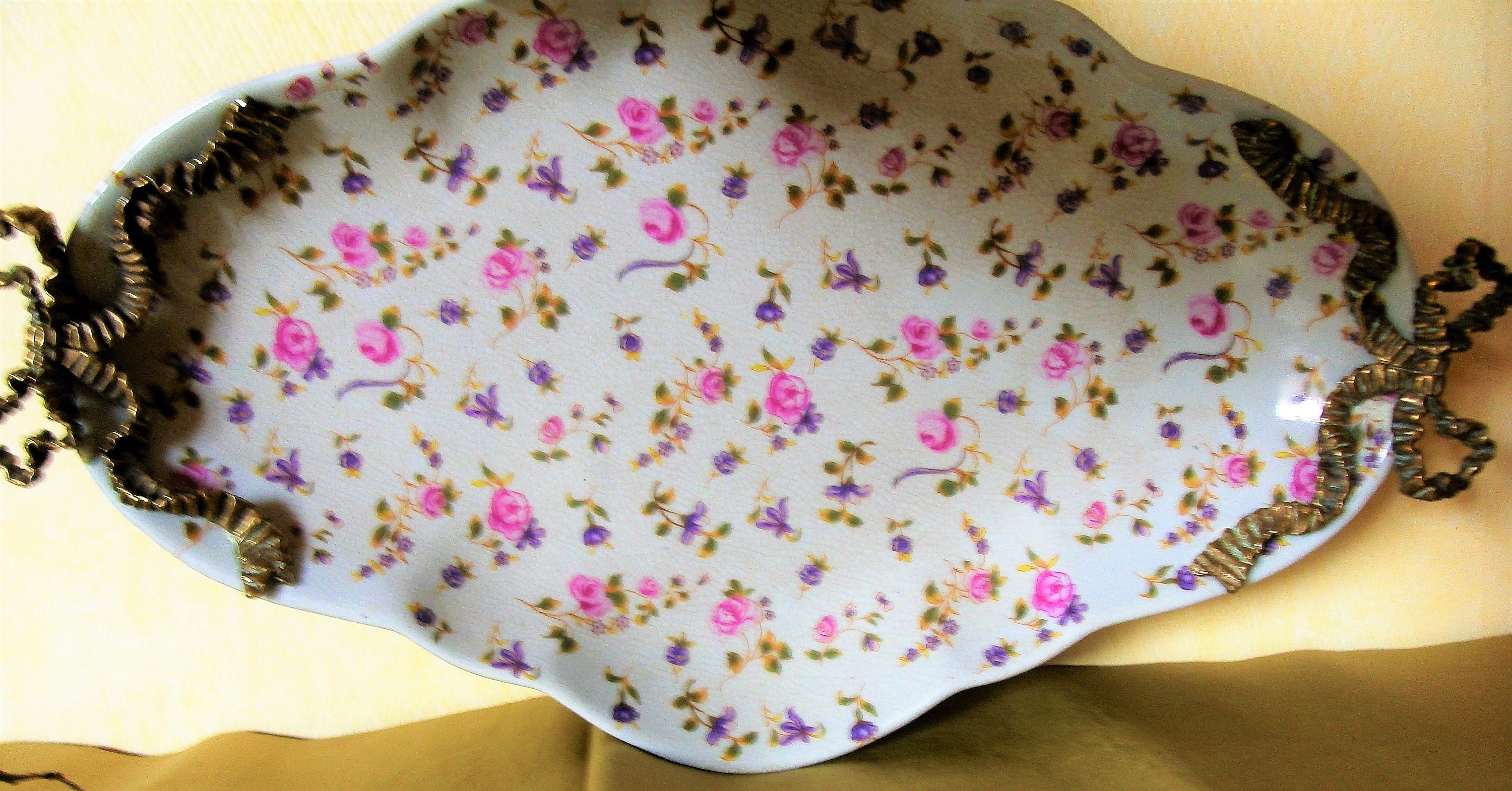 Superbe Coupe sur Pieds Bronze Xviiie, Coupe Porcelaine Française, Grande Porcelaine Vintage, Coupe 