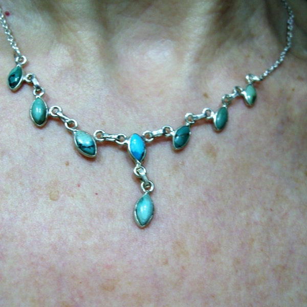 Collier Turquoise et Argent vintage pour femme