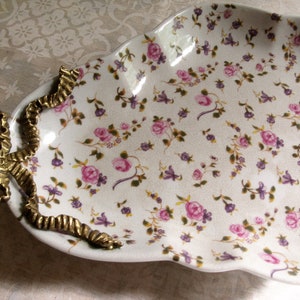 Large Marie Antoinette Porcelain and Bronze Tray for Home Decoration