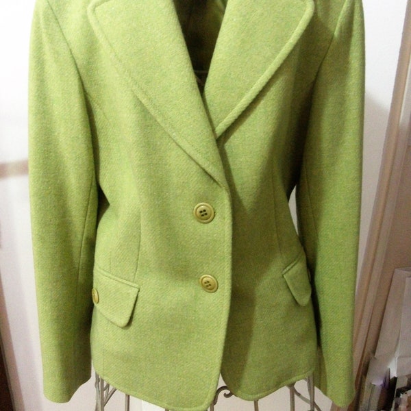 Veste 100% Laine doublée vert anis pour femme