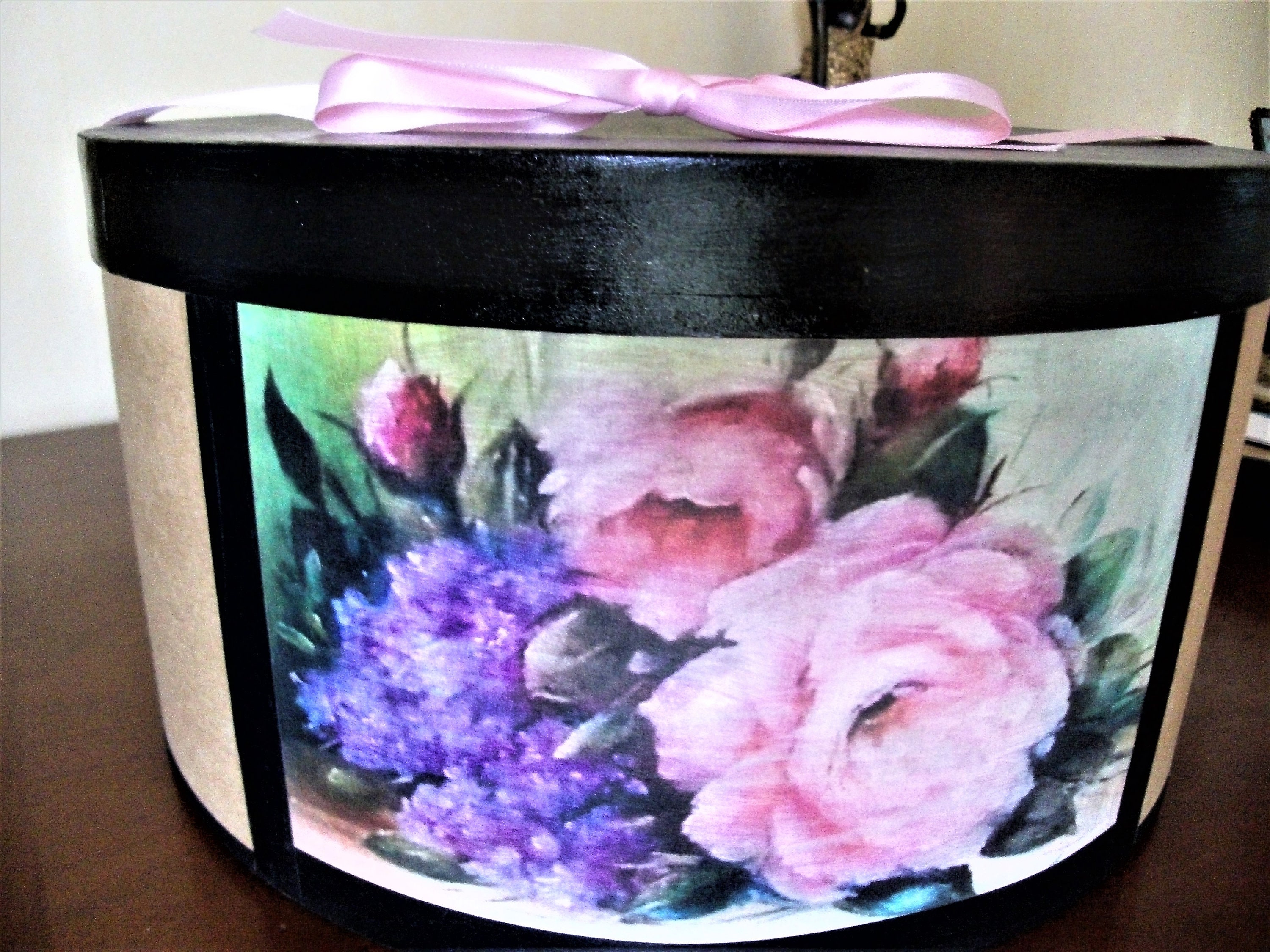 Boite à Chapeaux Roses et Lilas, Boite Décorative Vintage , de Rangement