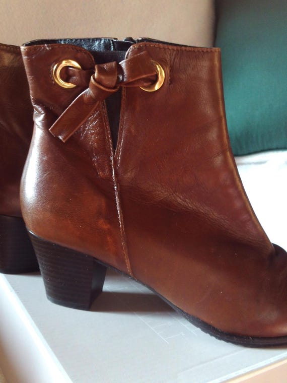 Bottines femme cuir lisse de veau cognac 38