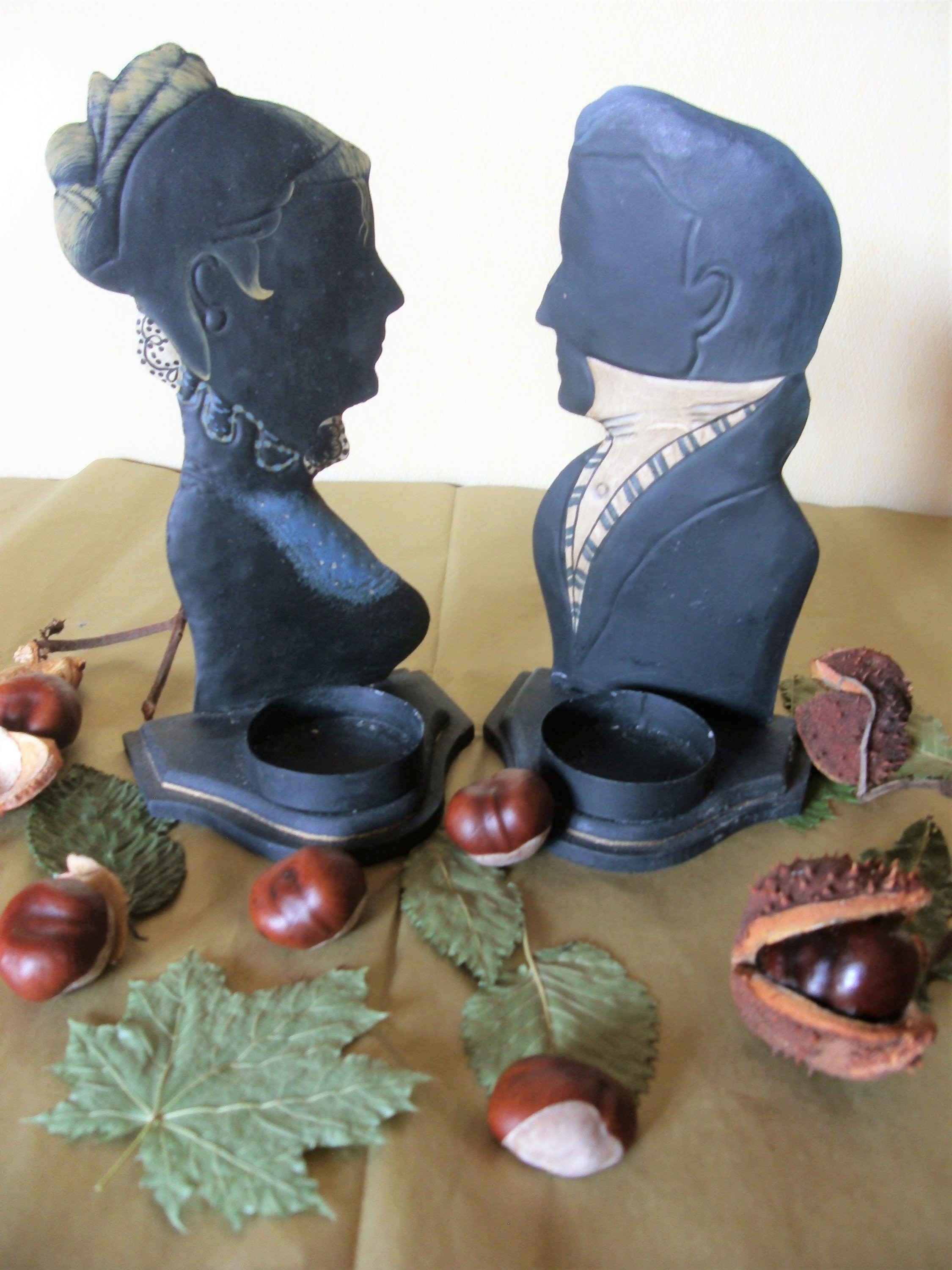 Bougeoirs Silhouettes Victoriennes, Fer Forgé Silhouette, Bougeoirs Rétros, Bougeoirs Couple Victori