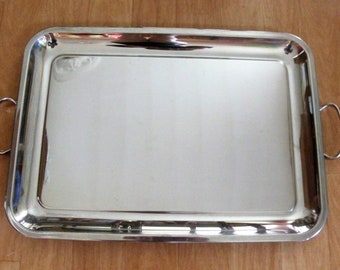 Grand plateau inox vintage pour Arts de la table