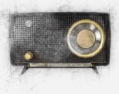 Retro Radio Drawing Print 1950 Vacuum Tube RCA Victor AM Radio