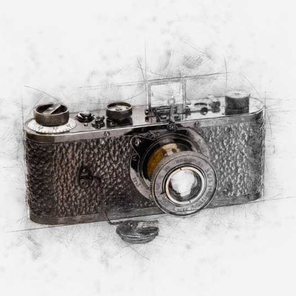 Retro Leica Camera Drawing Poster Print |  Leica 0-series no. 122