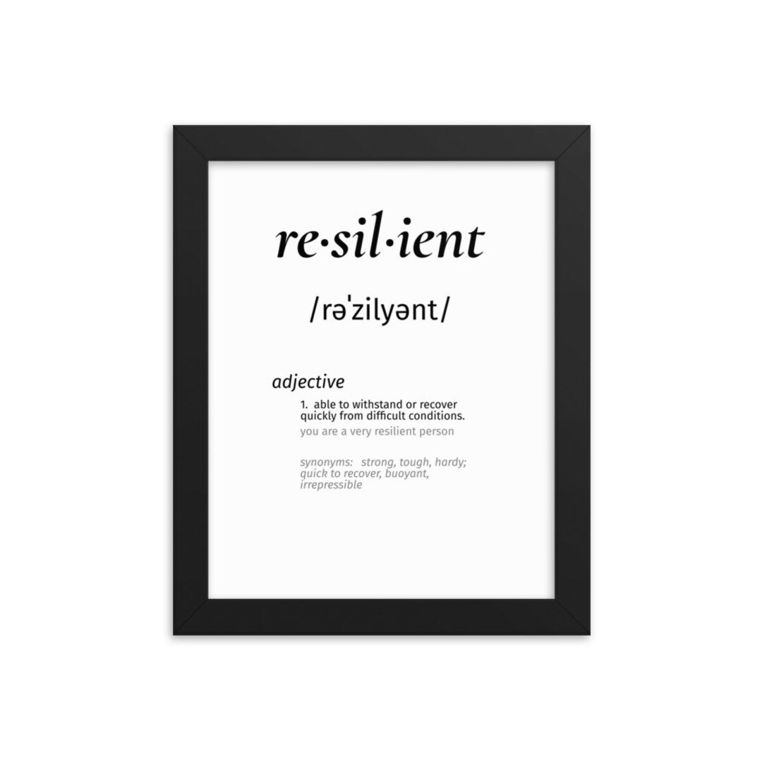 Framed Resilient Definition Word Art, Inspirational Wall Art