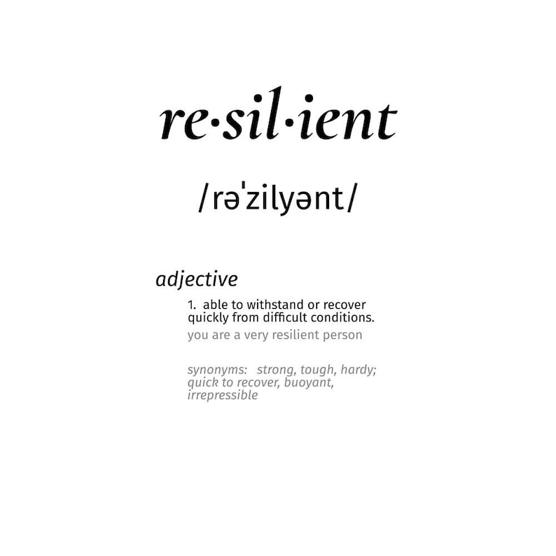 Resilient Word Definition Art Poster - Etsy