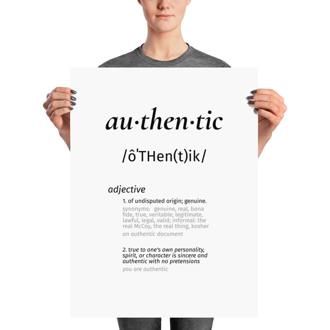 Authentic Word Definition Art Poster Etsy