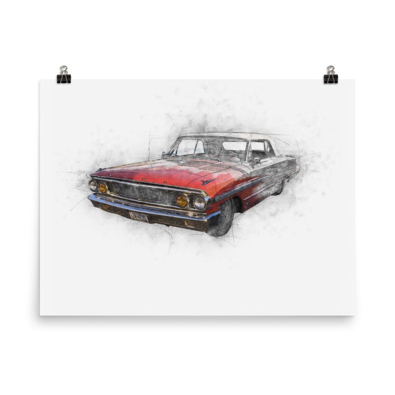 Ford Galaxie Drawing Print 1960 S Vintage Old Historic Car Prints Art Collectibles Efp Osteology Org