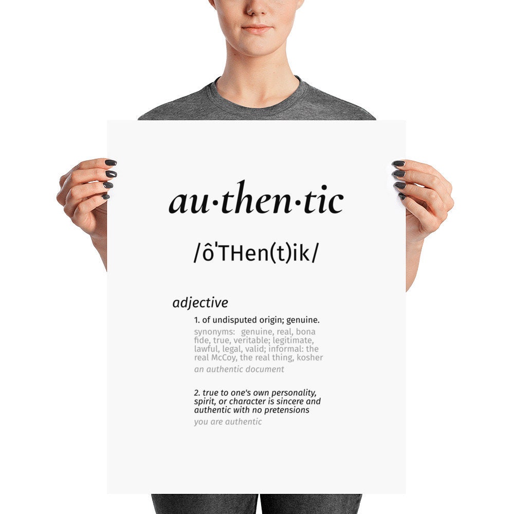Authentic Word Definition Art Poster Etsy