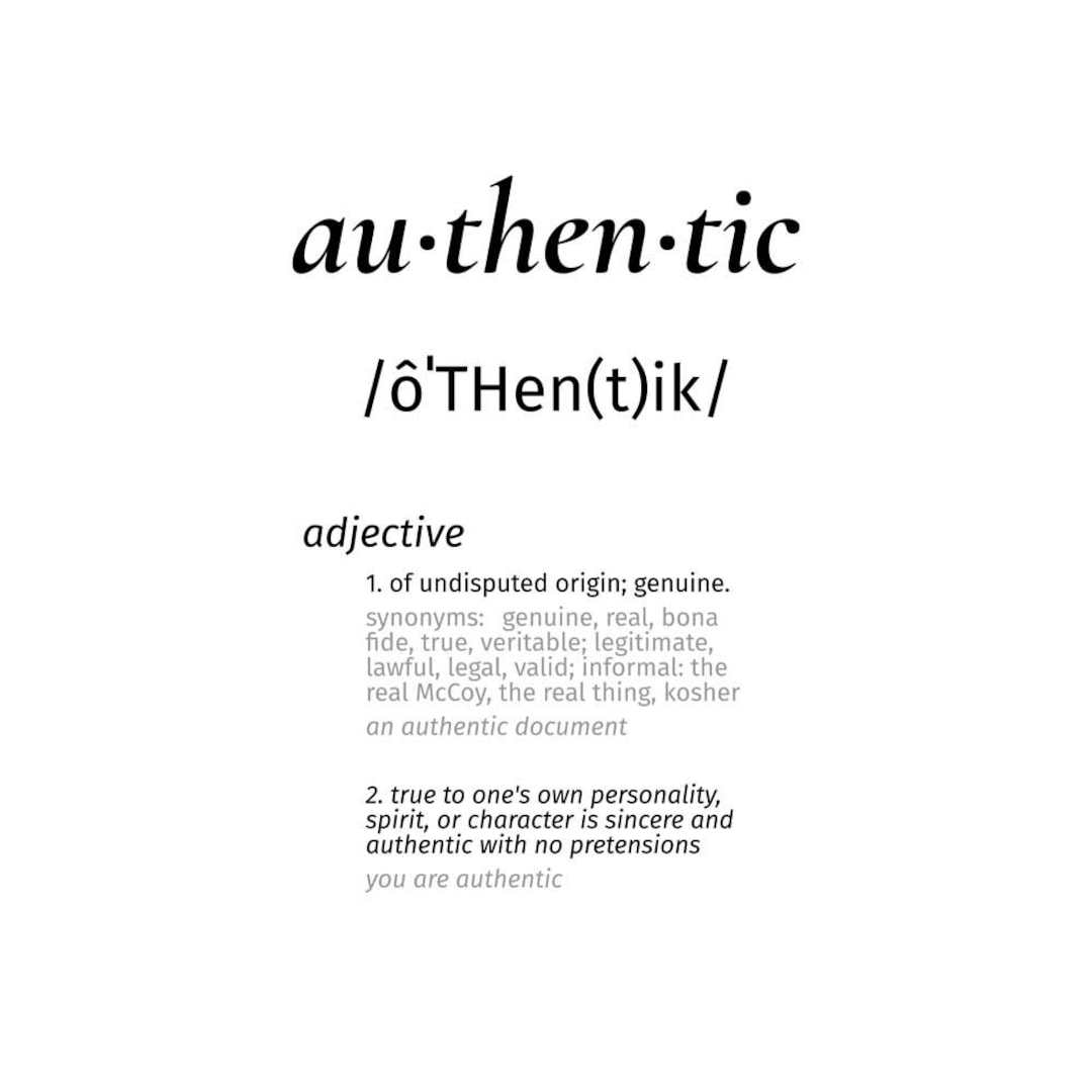 Authentic Word Definition Art Poster Etsy