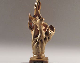 Abstract sculpture from the roots of hazel «Labyrinth Of Time» (hazel