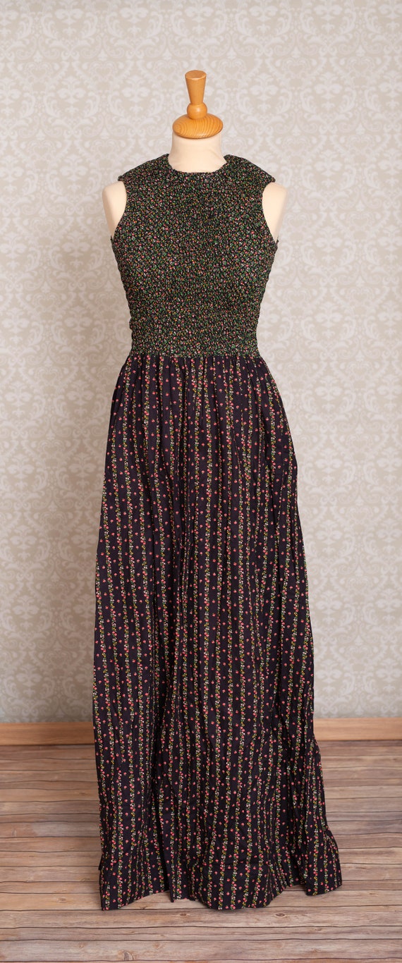 1970s Boho Hippie Floral Maxi Dress