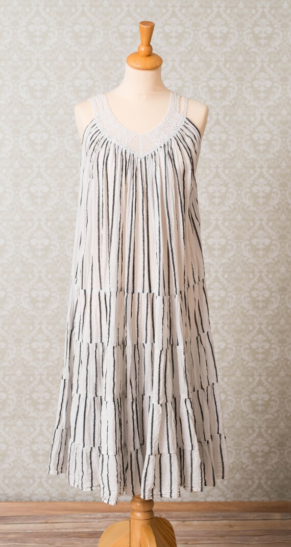 Women 1970s Striped Dress