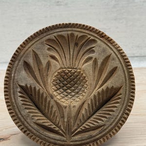 Antique Pineapple Butter Stamp Carved Wood Pennsylvania Primitive Mold