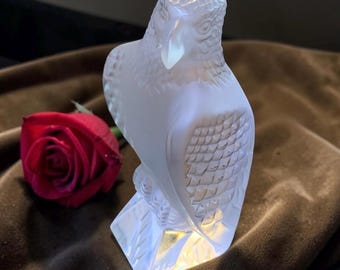 Lalique Frosted Crystal Bald Eagle 0504 Figurine 4 3/4” Signed France