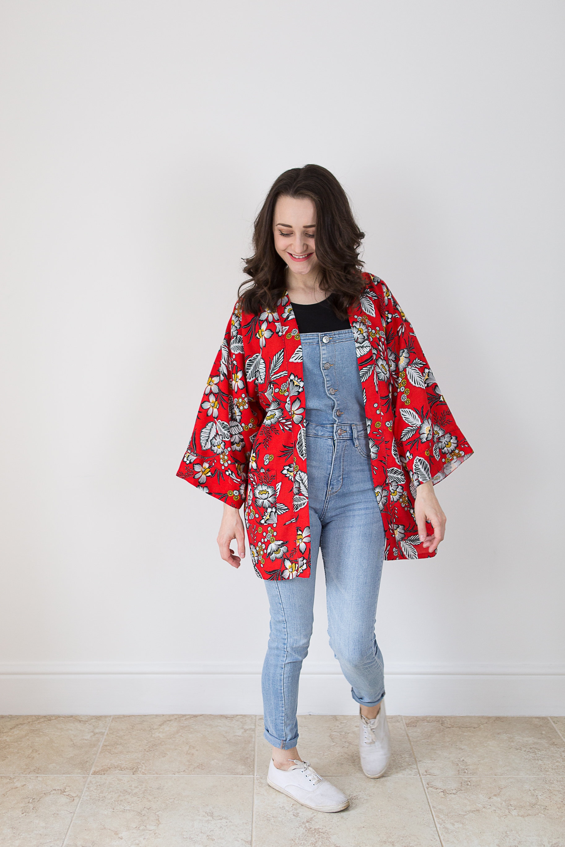 Red kimono cardigan sale