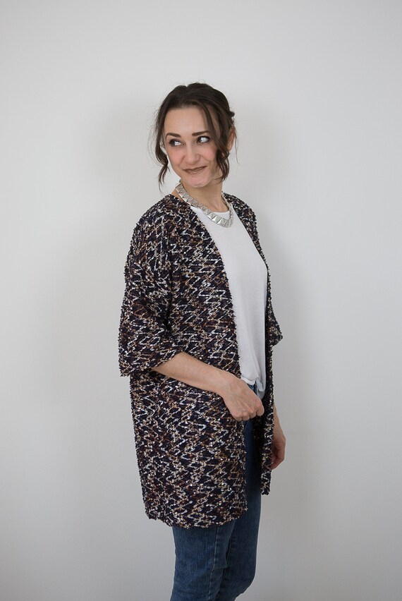 navy blue sparkly cardigan