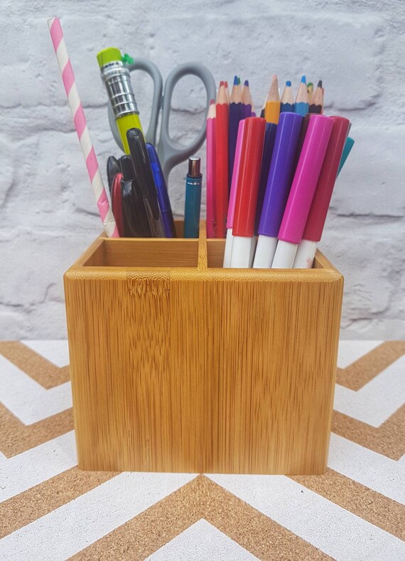 Make Up Brush Holder Desk Tidy Organiser Bamboo Free Uk Etsy