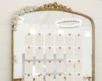 Hand-Calligraphy Seating Chart Cards with Gold Wax Seal (5x7 in)