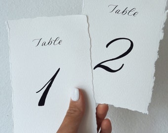 Hand Torn Table Numbers, Personalized Table Numbers, Hand Deckled Table Numbers