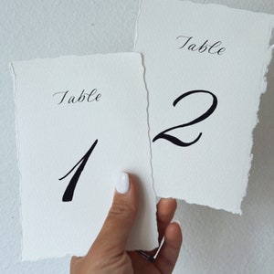 Hand Torn Table Numbers, Personalized Table Numbers, Hand Deckled Table Numbers