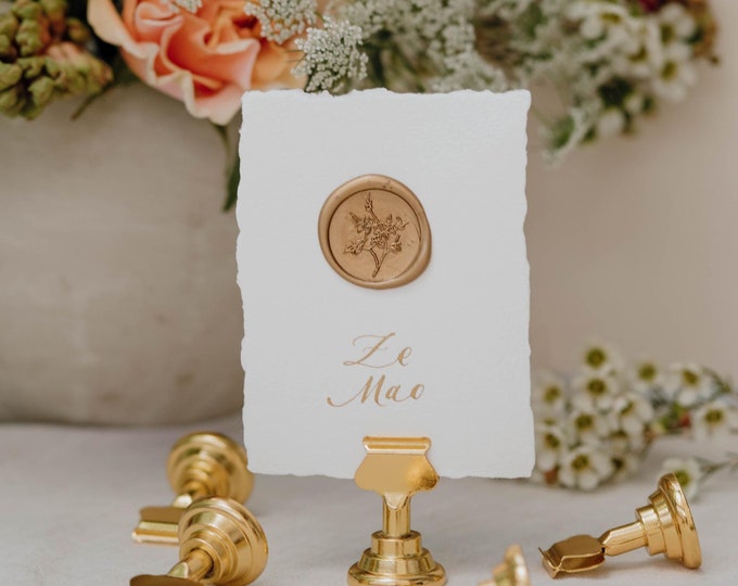 Personalized Table Numbers with Stands: Wax Seal Wedding Signs