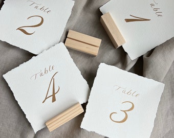 5x5 in. Hand Torn Table Numbers, Personalized Table Numbers, Hand Deckled Table Numbers