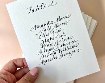5x7 in. Seating Chart Cards, Guest Name Cards [no wax seal]