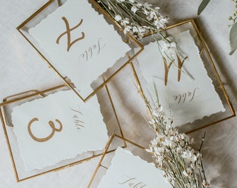 Gold Frame Table Numbers: Hand-Lettered Wedding Signs