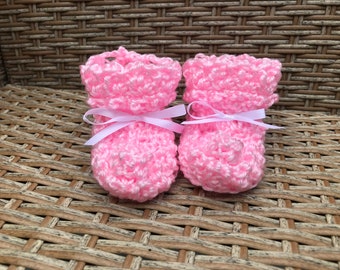 Pink Handmade Crochet Baby Booties 0 to 3 months
