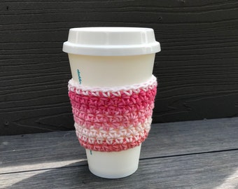 Pink Striped Coffee Cup Cozy, Coffee Cup Sleeve