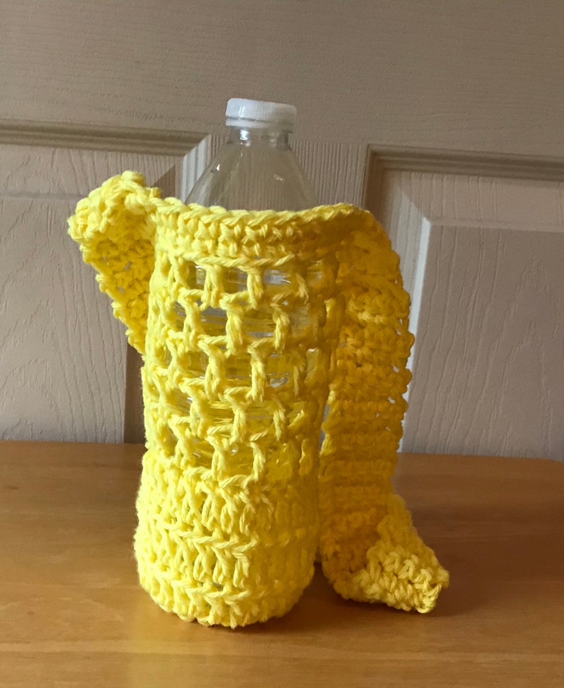 Yellow Handmade Crochet Water Bottle Carrier Water Bottle Holder