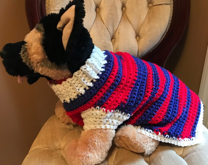 Red White and Blue Medium Dog Crochet Sweater Etsy