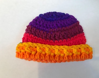 Gorro de crochet arcoíris para bebé, gorro para bebé, gorro para recién nacido
