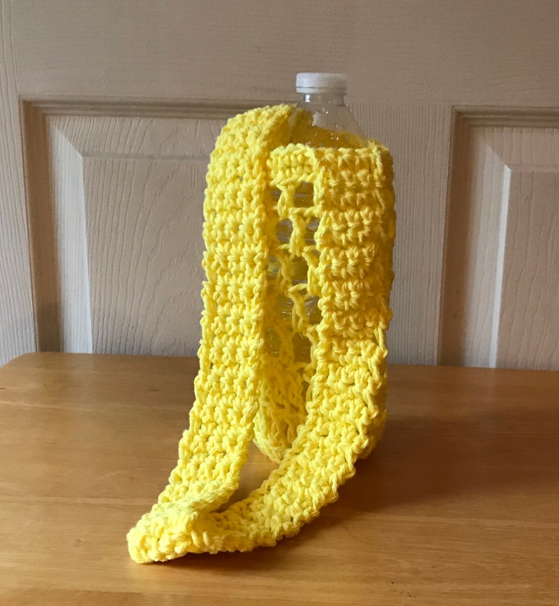 Yellow Handmade Crochet Water Bottle Carrier Water Bottle Holder