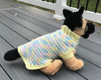 Variegated Pastel Small Dog Crochet Sweater
