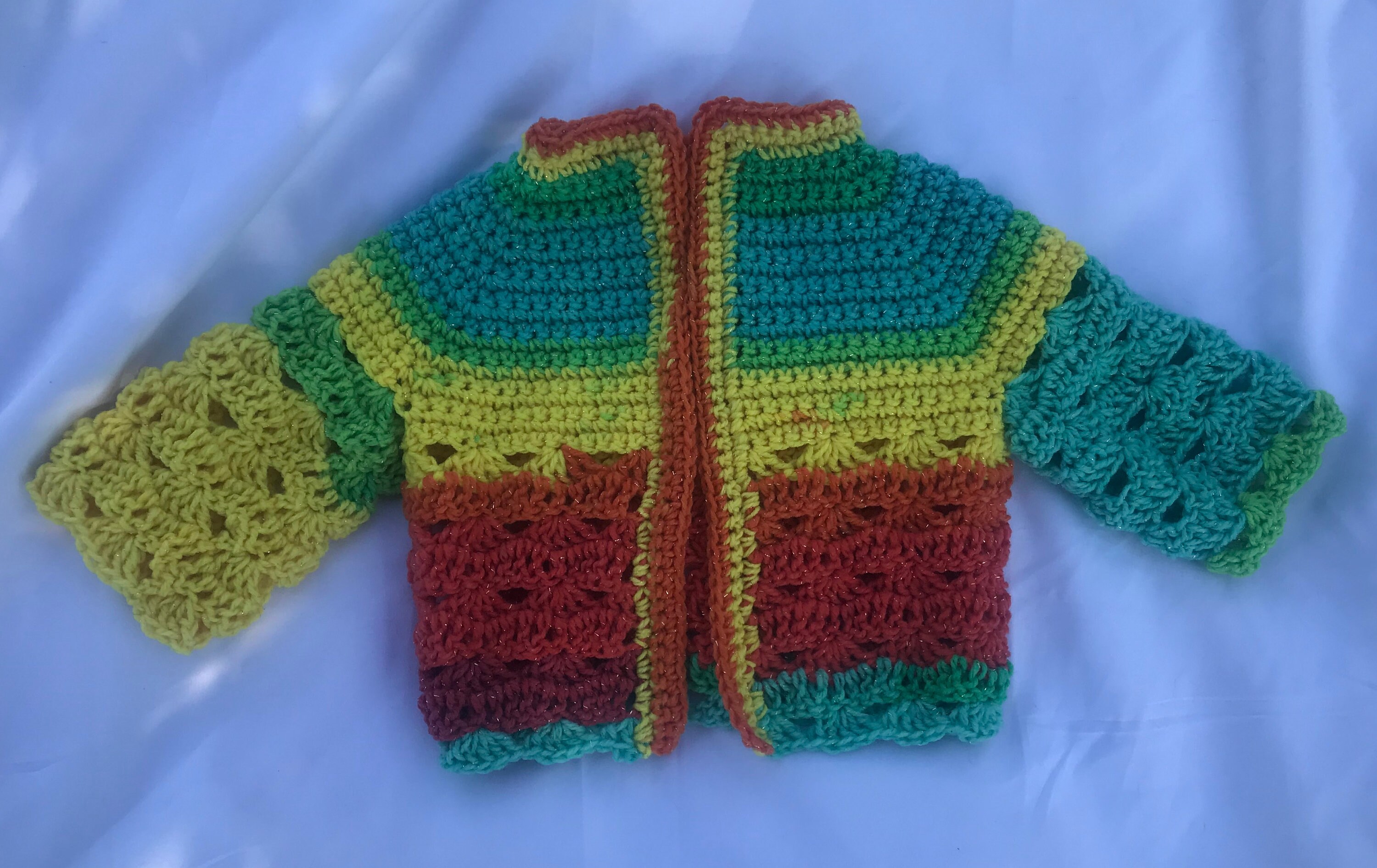 Rainbow Sparkle Crochet Baby Sweater 3 to 6 months Etsy