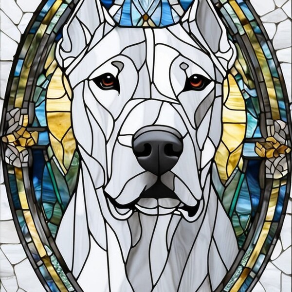 49 Dogo Argentino - Stained Glass and Mosaic Style Graphics for Pattern Creation PNG files