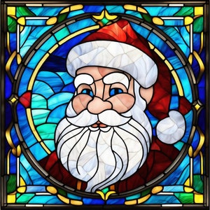 45 Santa- Stained Glass Graphics for Pattern Creation plus Bonus 6 black and white images and 6 Svg