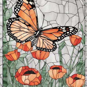 46 Monarch Butterfly - Stained Glass and Mosaic Style Graphics for Pattern Creation PNG files