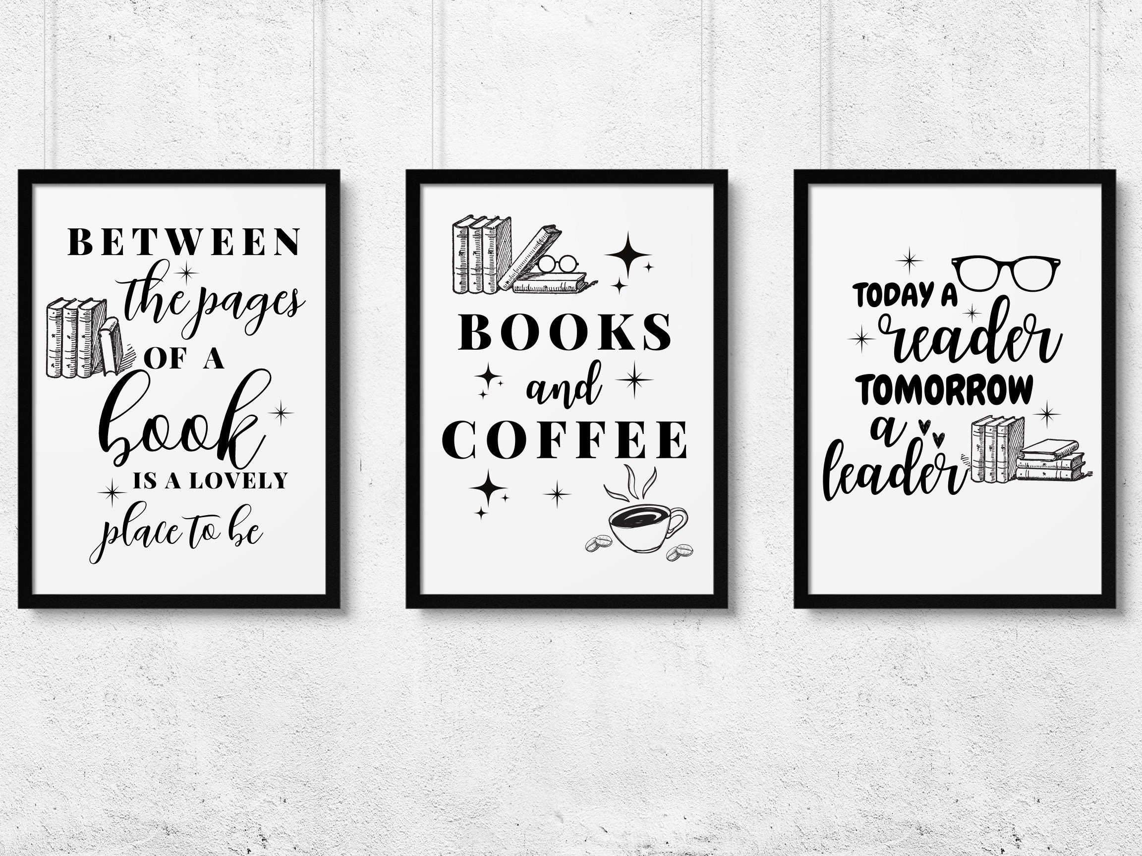 Book Quotes Wall Art Bookworm Art Typography Library - Etsy España