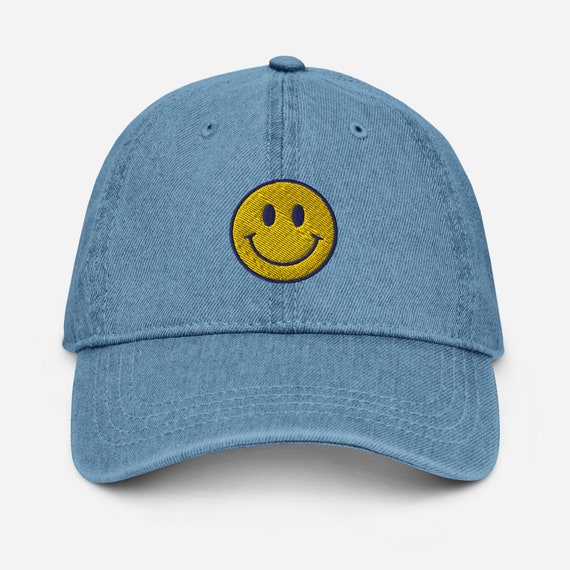 Smiley Face Denim Hat Happy Face Hat Trendy Hat 90's Etsy