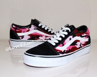pink vans with flames