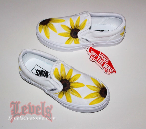 pink and yellow sunflower vans 