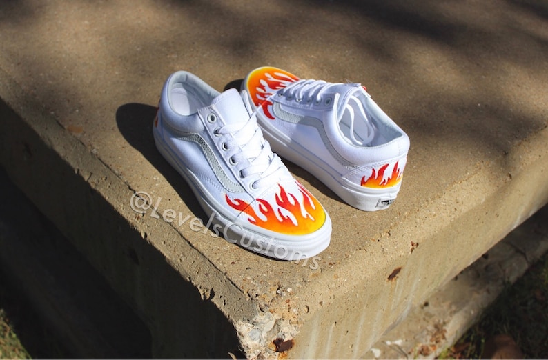 Fire Flame Custom Vans Etsy