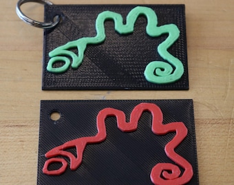 3D printed Serpent Mound keychain