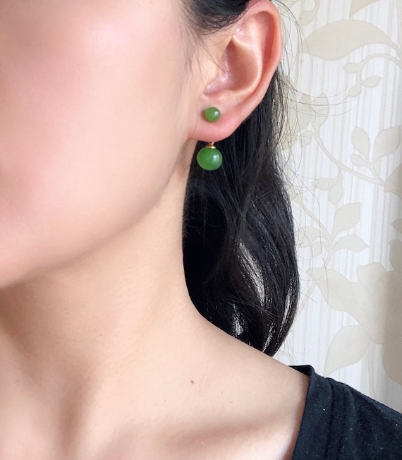 Multi use Green Jade Stud Earrings.jade Drop Earrings.5mm 10mm